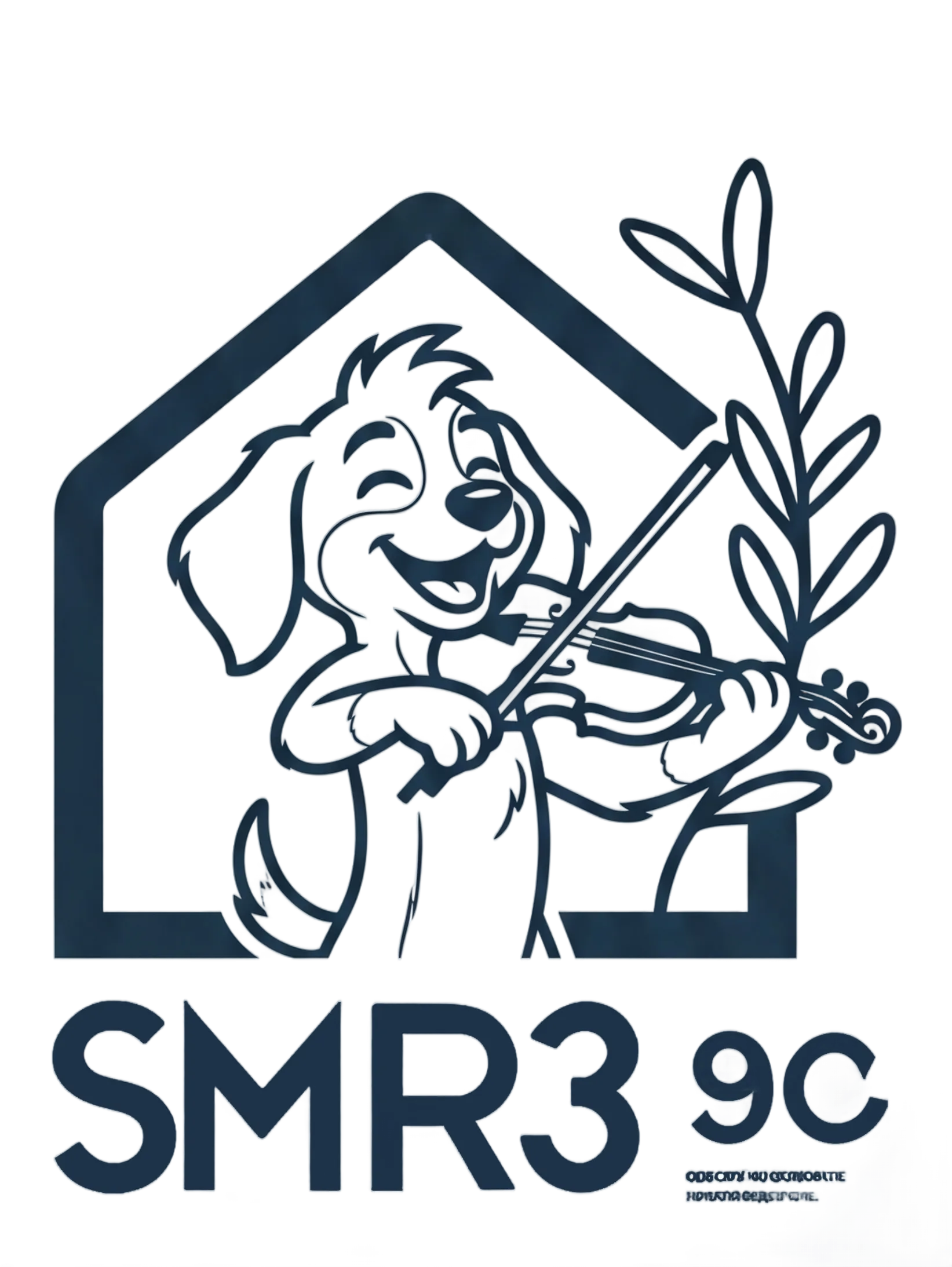 Logo SMR39C z psem grającym na skrzypcach